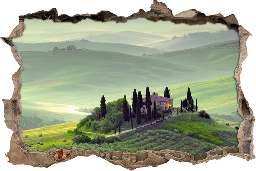 Wunderschöne Toskana Landschaft  3D Wandtattoo Wanddurchbruch