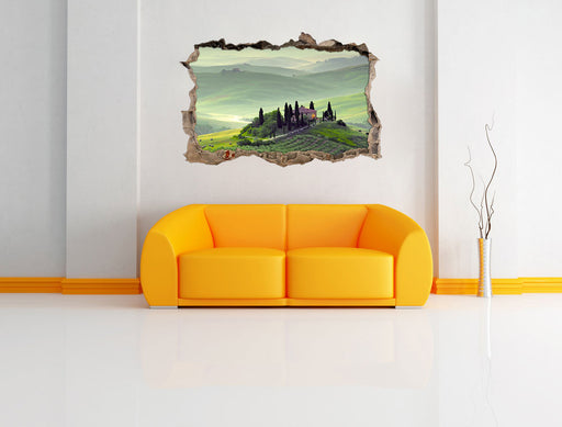 Wunderschöne Toskana Landschaft 3D Wandtattoo Wanddurchbruch Wand