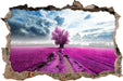 Pinkes Feld mit pinkem Baum  3D Wandtattoo Wanddurchbruch