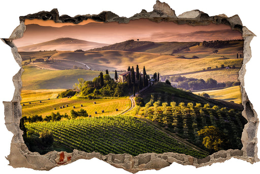Wunderschöne Landschaft Toskana 3D Wandtattoo Wanddurchbruch