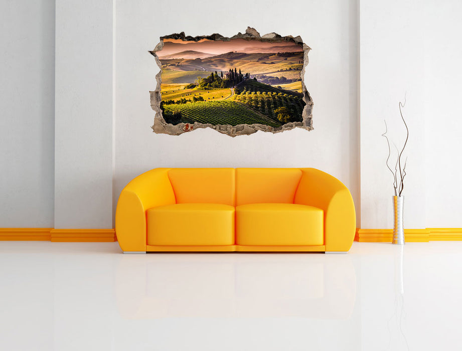 Wunderschöne Landschaft Toskana 3D Wandtattoo Wanddurchbruch Wand