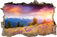 Krokusse auf Hochalmwiese in Alpen  3D Wandtattoo Wanddurchbruch