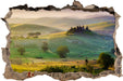 Toskana Landschaft 3D Wandtattoo Wanddurchbruch