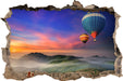 Heißluftballons in den Alpen  3D Wandtattoo Wanddurchbruch
