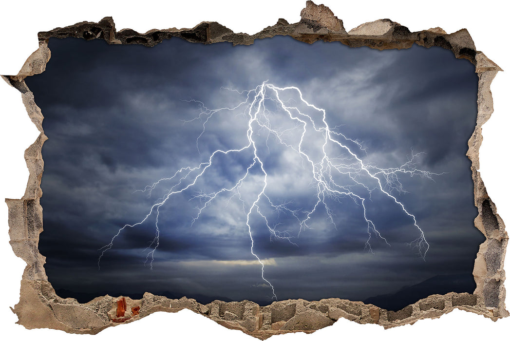 Pixxprint Blitze am stürmischen Himmel, 3D Wandtattoo