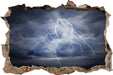 Blitze am stürmischen Himmel  3D Wandtattoo Wanddurchbruch