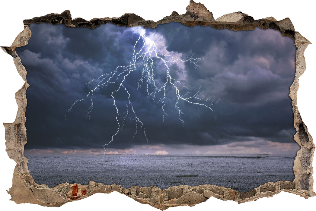 Pixxprint Gewitter über Meer, 3D Wandtattoo