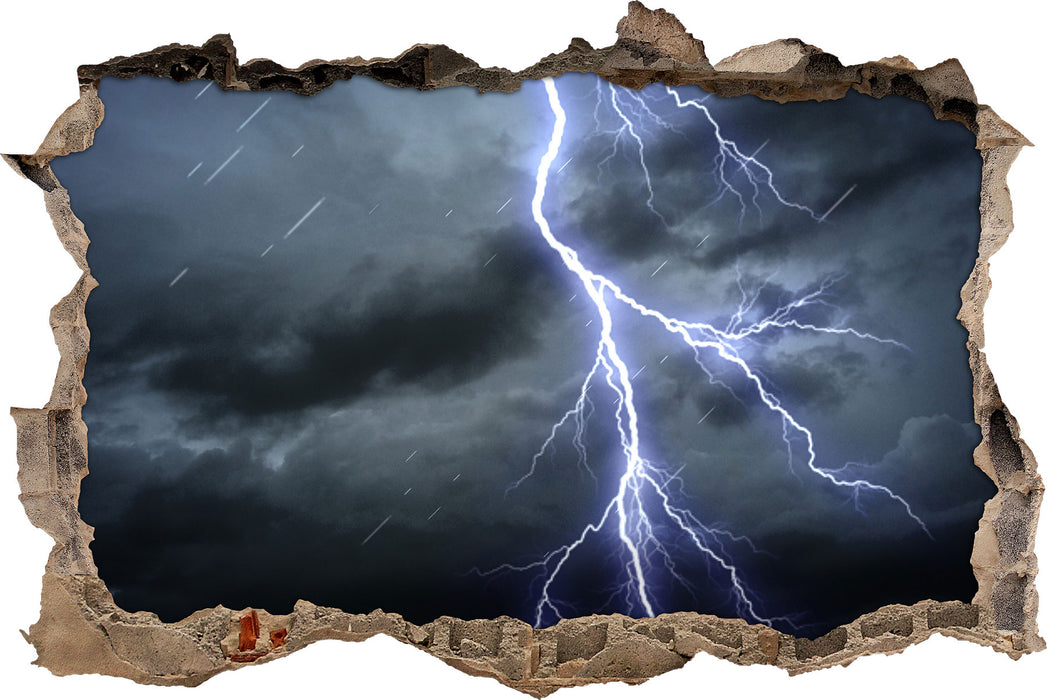 Pixxprint Blitz am Gewitterhimmel, 3D Wandtattoo