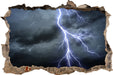 Blitz am Gewitterhimmel  3D Wandtattoo Wanddurchbruch