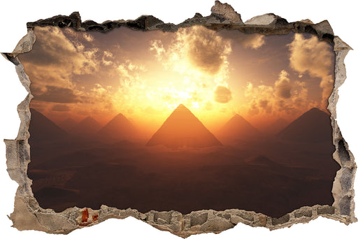 Pyramiden beim Sonnenuntergang  3D Wandtattoo Wanddurchbruch
