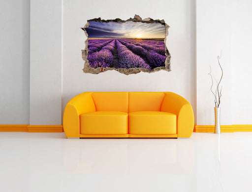 Lavendel Provence Landschaft 3D Wandtattoo Wanddurchbruch Wand