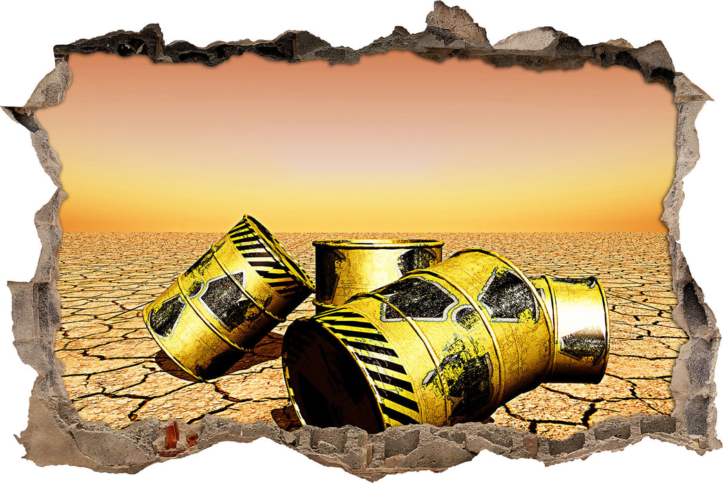 Pixxprint Atommüllfässer, 3D Wandtattoo