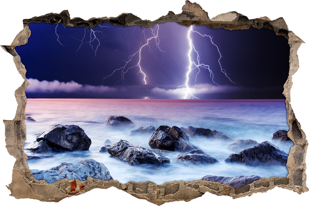 Pixxprint Blitzeinschlag in Meer, 3D Wandtattoo