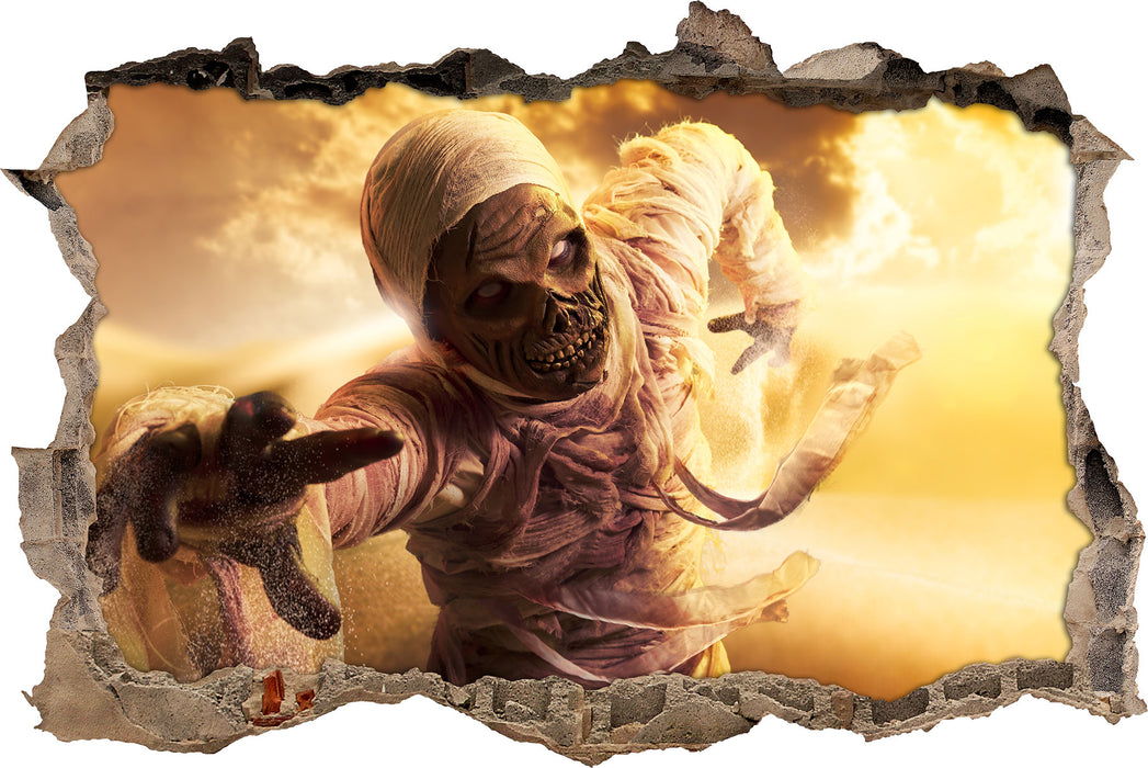 Pixxprint Mumie greift an, 3D Wandtattoo