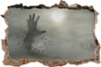 Zombie Erwachen  3D Wandtattoo Wanddurchbruch