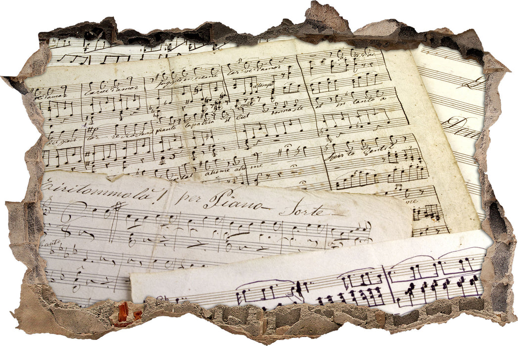 Pixxprint Stilvolle alte Notenblätter, 3D Wandtattoo