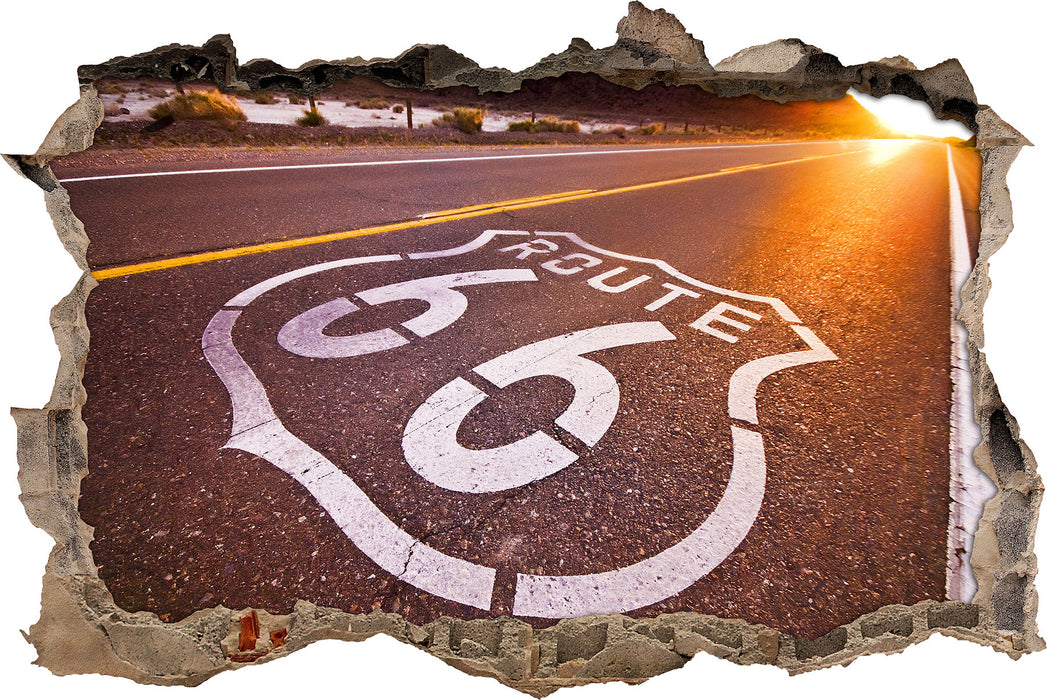 Pixxprint Highway Route 66, 3D Wandtattoo