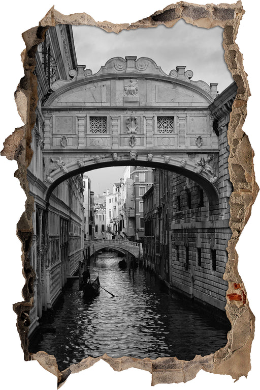 Romantischer Kanal in Venedig  3D Wandtattoo Wanddurchbruch