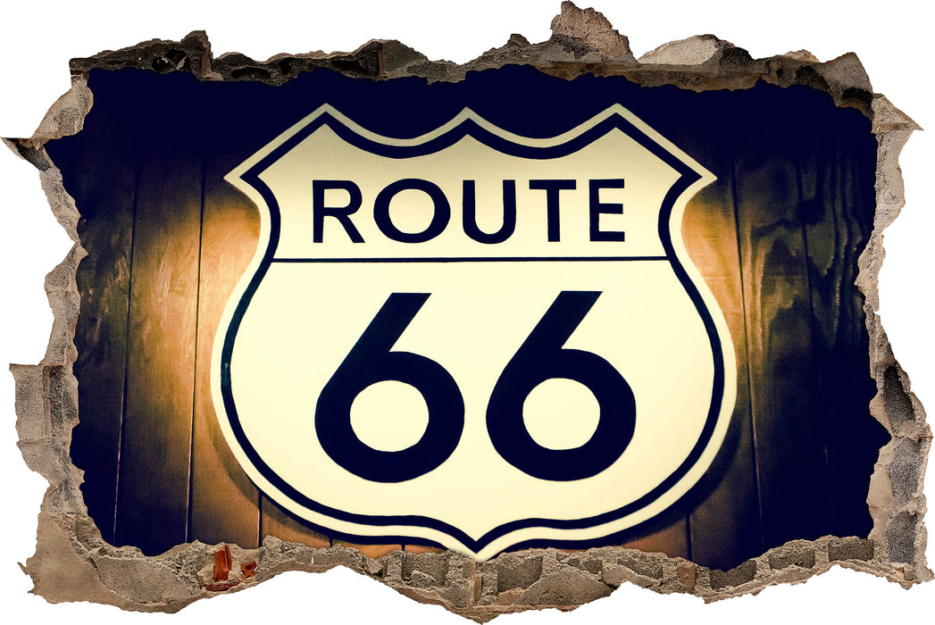 Pixxprint Modernes Route 66 Schild, 3D Wandtattoo