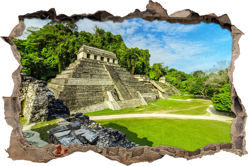 Maya Pyramiden aus Palenque  3D Wandtattoo Wanddurchbruch