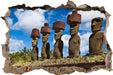 Moai Statuen Osterinseln 3D Wandtattoo Wanddurchbruch