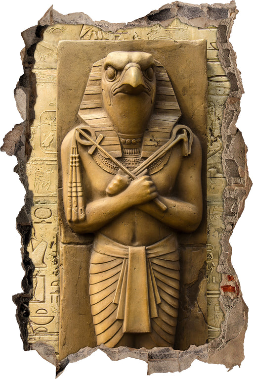Ägyptischer Gott Horus  3D Wandtattoo Wanddurchbruch