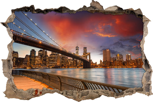 Brooklyn Bridge Park New York  3D Wandtattoo Wanddurchbruch