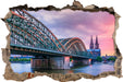 Hohenzollernbrücke in Köln  3D Wandtattoo Wanddurchbruch
