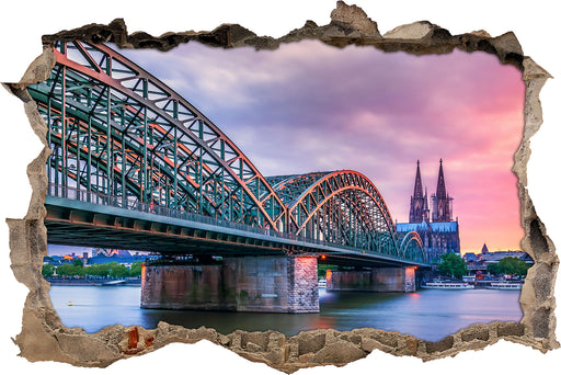 Hohenzollernbrücke in Köln  3D Wandtattoo Wanddurchbruch