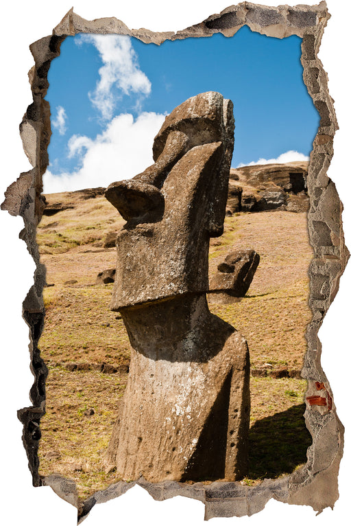 Moai Statue auf den Osterinseln  3D Wandtattoo Wanddurchbruch