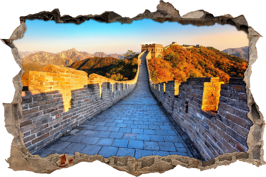 Pixxprint Mauer bei Sonnenaufgang, 3D Wandtattoo