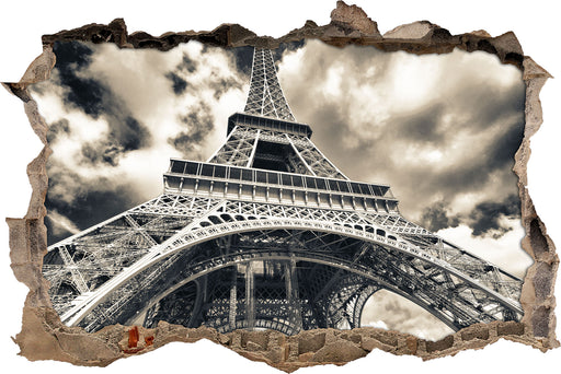 Prächtiger Eifelturm in Paris  3D Wandtattoo Wanddurchbruch