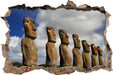 Moai Statuen auf den Osterinseln  3D Wandtattoo Wanddurchbruch