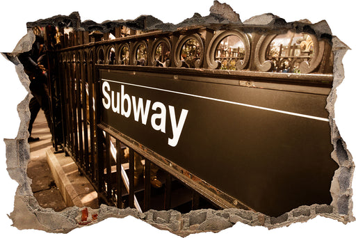 U-Bahn Subway London  3D Wandtattoo Wanddurchbruch
