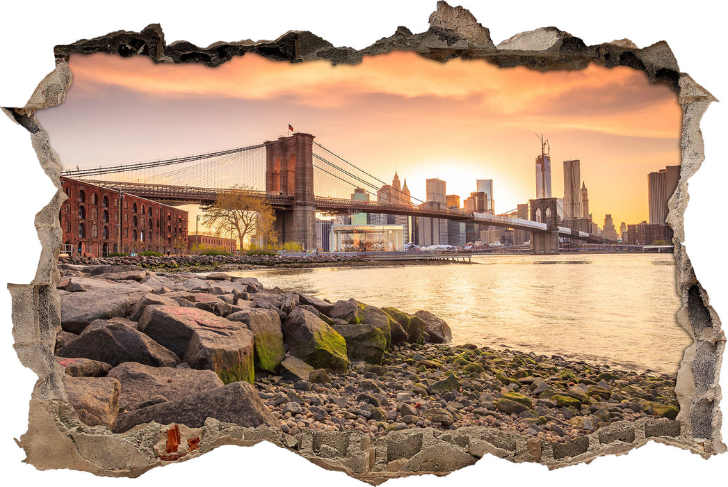 Pixxprint Brooklyn Bridge Sonnenuntergang, 3D Wandtattoo