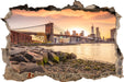 Brooklyn Bridge Sonnenuntergang  3D Wandtattoo Wanddurchbruch
