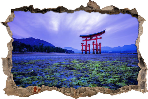 Torii in Hiroshima Japan  3D Wandtattoo Wanddurchbruch