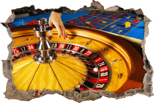 Roulette Tisch in Las Vegas  3D Wandtattoo Wanddurchbruch