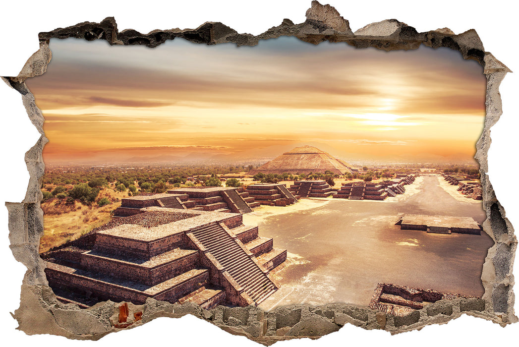 Pixxprint Maya Tempel Mexico, 3D Wandtattoo