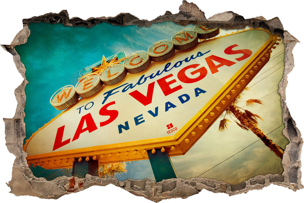 Pixxprint Las Vegas Retro Look, 3D Wandtattoo
