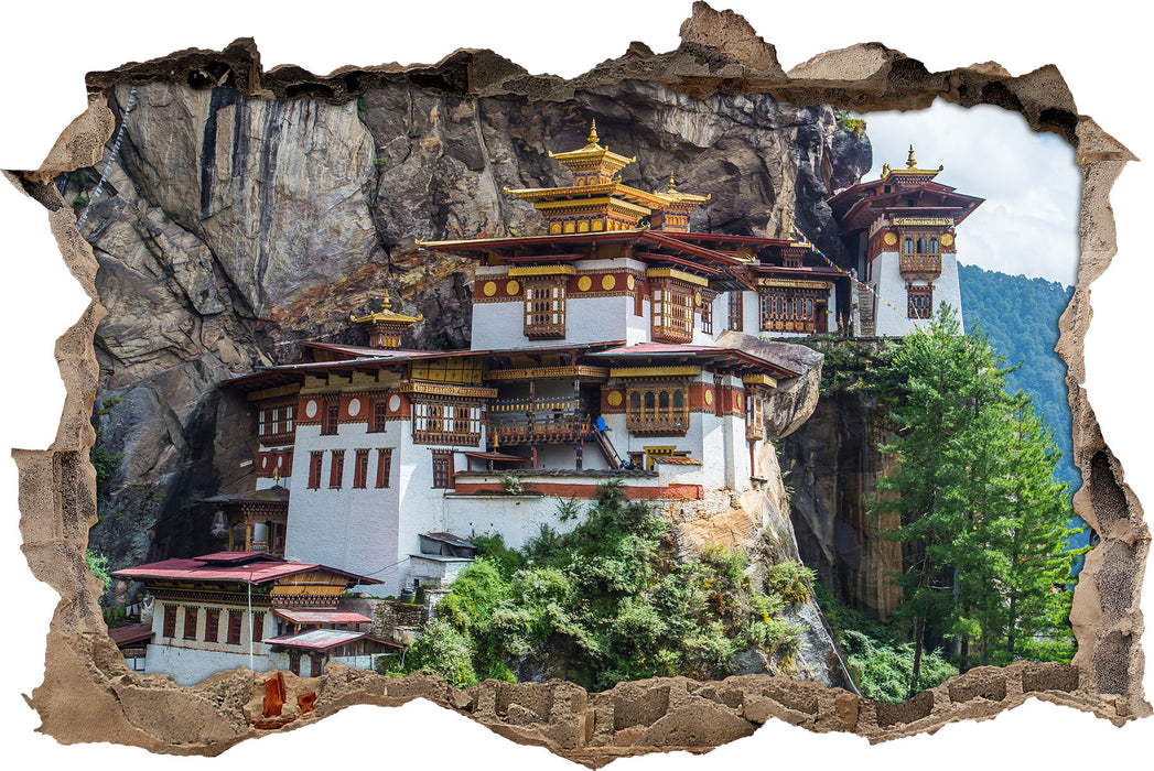 Pixxprint Chinesische Festung im Berg, 3D Wandtattoo