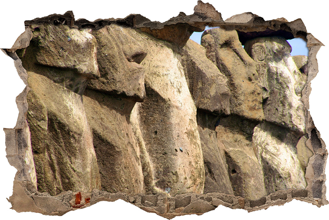 Pixxprint Osterinseln Statuen Detailansicht, 3D Wandtattoo