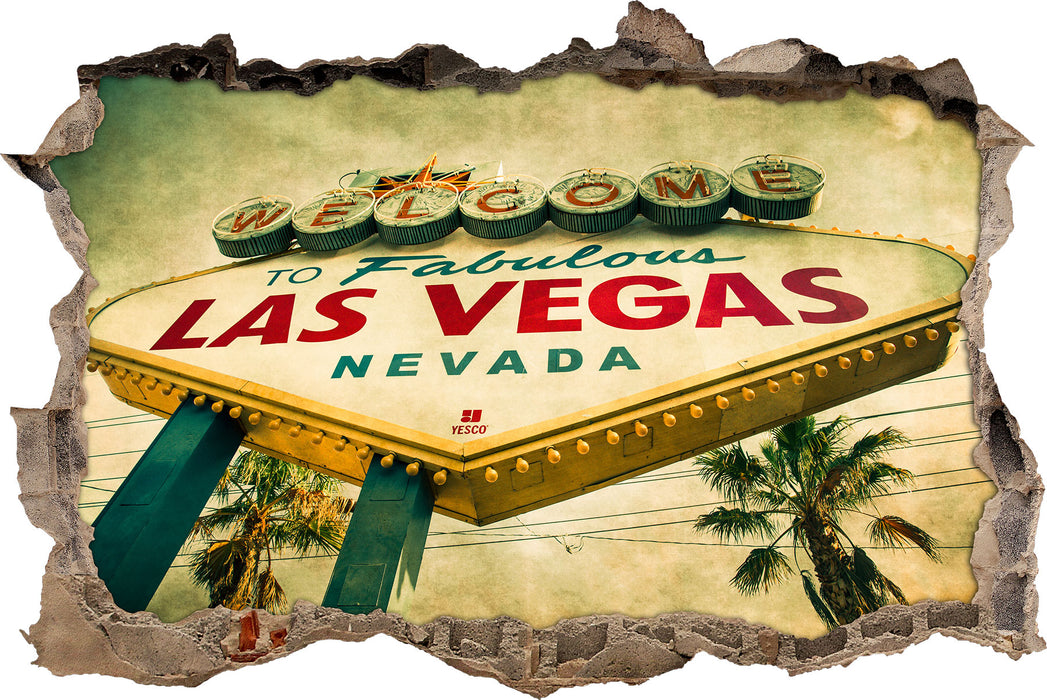 Pixxprint Las Vegas Ortsschild, 3D Wandtattoo