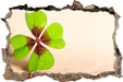 Glücks Kleeblatt mit 4 Blättern  3D Wandtattoo Wanddurchbruch