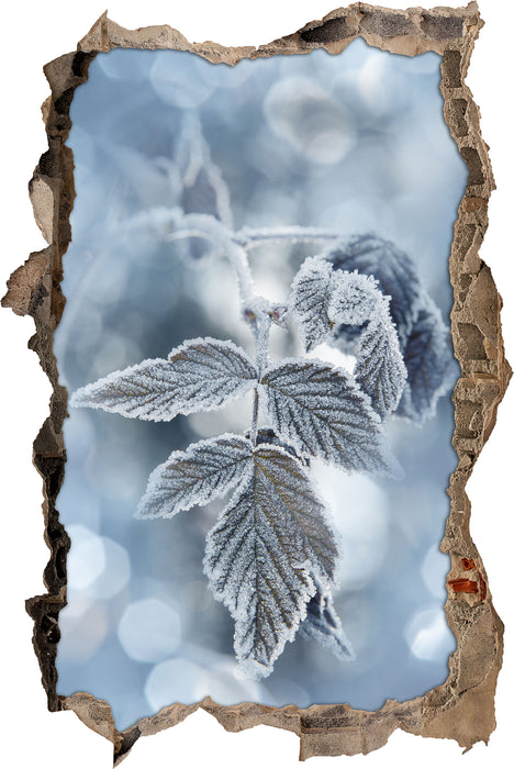 Pixxprint Blätter im Winter Morgenfrost, 3D Wandtattoo