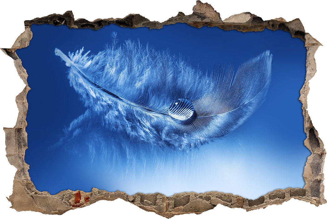 Pixxprint Wassertropfen auf Feder, 3D Wandtattoo