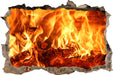 Gemütliches Holz im Feuer  3D Wandtattoo Wanddurchbruch