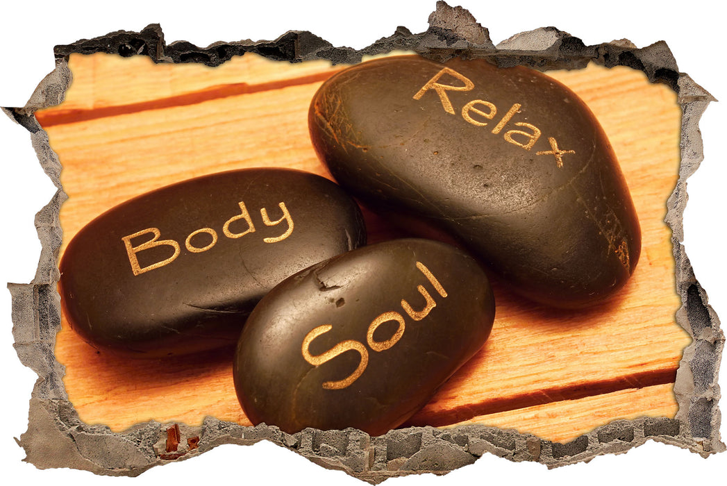 Pixxprint Wellness Body Soul Relax, 3D Wandtattoo