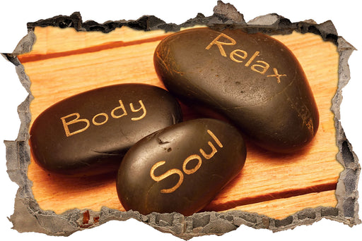 Wellness Body Soul Relax  3D Wandtattoo Wanddurchbruch