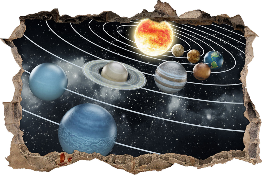 Pixxprint Sonnensystem mit unseren Planeten, 3D Wandtattoo